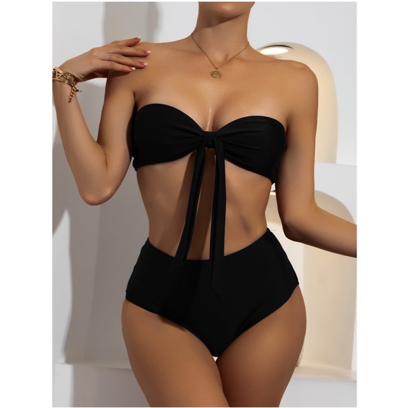 3 Piece Swimsuit Set in Black - Picture 2 of 14
